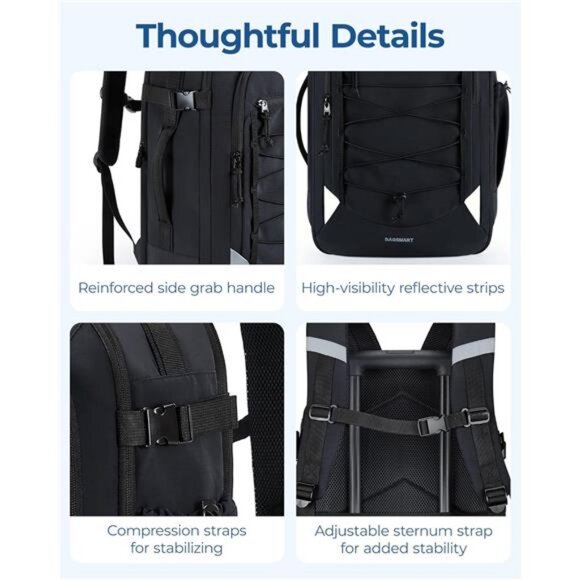 BAGSMART Carry On Travel Backpack, 17.3 Inch Large Travel backpack Carry On main image 6